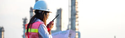 HES woman engineer working with skyline