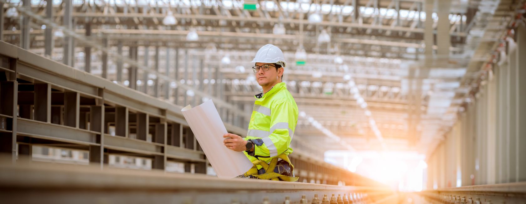 Operaio al lavoro sui binari ferroviari