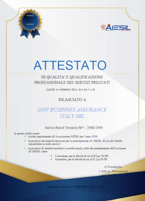 Attestato AIESIL per DNV