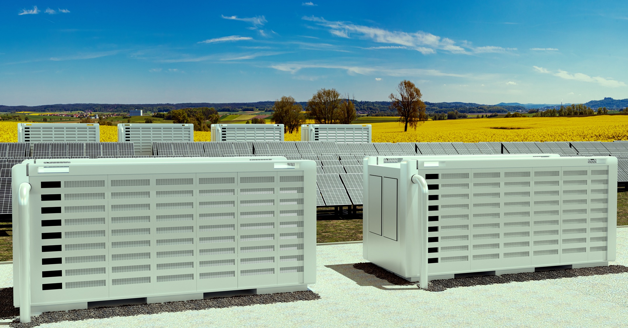 Solar field with battery storage