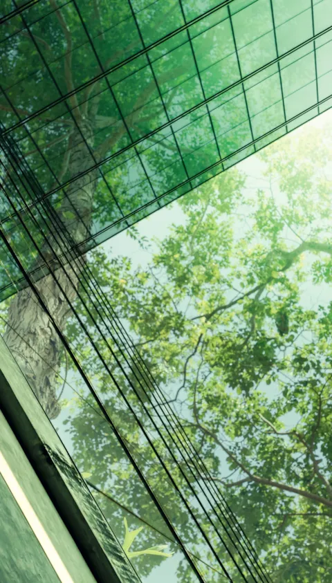 Eco-friendly building in modern city